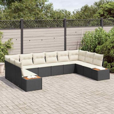 vidaXL - Tuinbank - Set - 10 - st - 10-Aantal - zitplaatsen - Zwart - en - Crème