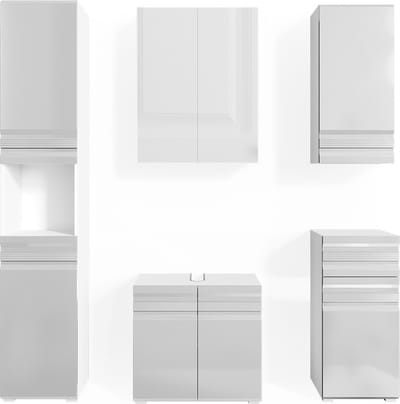 Vicco Badkamermeubel set Fredd, Wit Hoogglans, 5-delig
