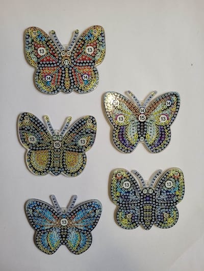 Diamond painting sleutelhangers vlinders (5 stuks) dubbelzijdig te beplakken