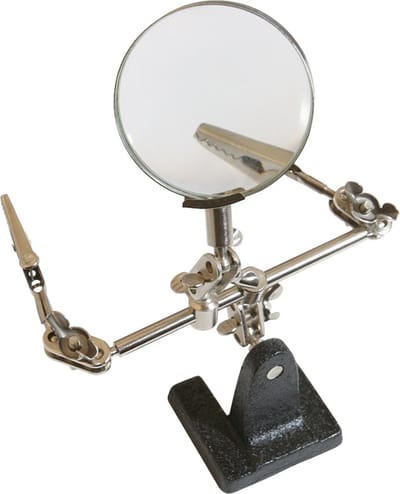 Silverline Derde hand met vergrootglas - 2 verstelbare armen - 63 mm - 2.5x vergroting - zware voet