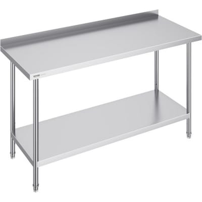VEVOR RVS werktafel, commerciële werktafel voor voedselbereiding, 610 x 1524 x 914 mm, robuuste metalen werktafel met verstelbare hoogte voor restaurant, thuis en hotel