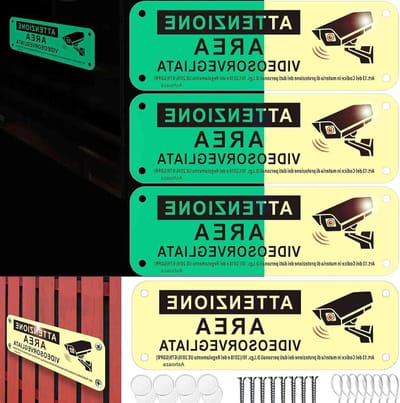Luminous Signs voor Video Surveillance Area, 15x5cm Beveiligingssystemen voor Thuis, Alarm en Buitengebruik in Geanodiseerd Aluminium