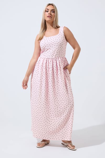 Limited Collection Roze Maxijurk Met Stippen Size 38