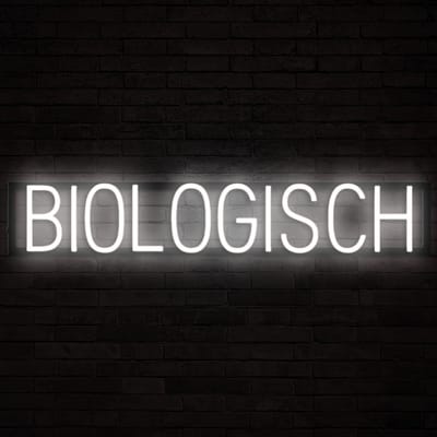BIOLOGISCH - Lichtreclame Neon LED bord verlicht | SpellBrite | 86,26 x 16 cm | 6 Dimstanden & 8 Lichtanimaties | Reclamebord neon verlichting
