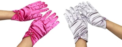 Dailygoods- Bruidshandschoenen Korte Satijnen - Elegante Dameshandschoenen - Vintage Handschoenen - Feesthandschoenen - Halloween Accessoire - Lengte 23 cm