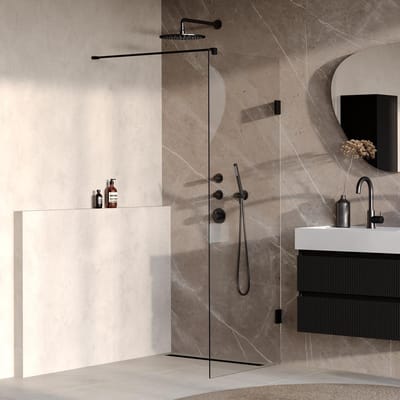 Brauer Void - Inloopdouche - Helder Glas - 80 x 200 cm - incl. Glascoating - Mat Zwart