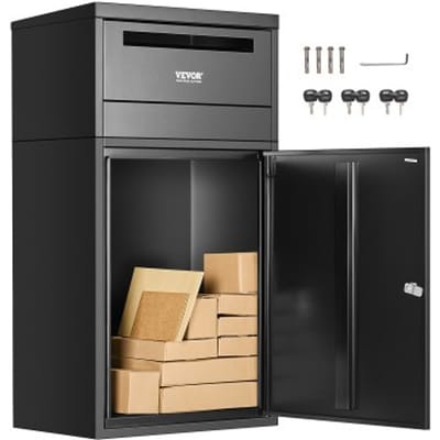 VEVOR Pakketbrievenbus 500x325x909 mm, Pakketbus met slot, Pakketbrievenbus van gegalvaniseerd staal met antidiefstalontwerp, Pakketstation voor thuis en op kantoor, Zwart