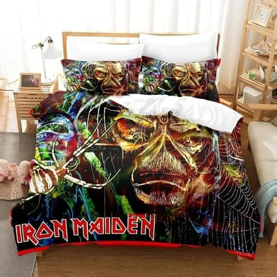Iron Heavy Metal Maidens Beddengoedset Dekbedovertrek Bedset Quiltovertrek Kussensloop Dekbed King Queen Size Jongens Volwassen Beddengoedset 140x210cm 2pcs