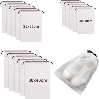 Thijox - Schoenenzak met Trekkoord - Set van 15 Waterdichte Schoenentassen - PE Reizen Organizer voor Thuis en Vliegtuig - Perfecte Reisbenodigdheden