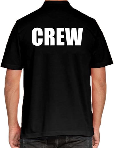 Crew opdruk poloshirt - zwart - voor heren - voor het personeel - team S