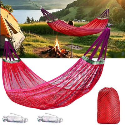 Hangmat - Kampeerhangmat - Draagbare Lichtgewicht Hangmat met Boombanden en Opbergtas - 260x130 cm - Maximaal 150 kg - Rood