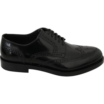 Dolce & Gabbana Zwarte Leren Derby Formele Brogueschoenen