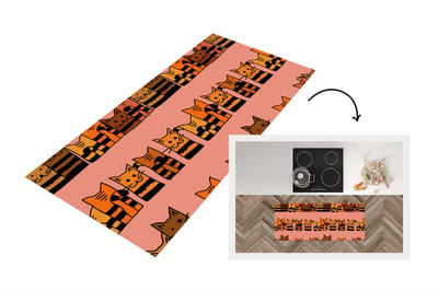 Keukenloper - Loper keuken - Katten - Patronen - Dieren - Kinderen - 120x50 cm - Keukenloper vinyl