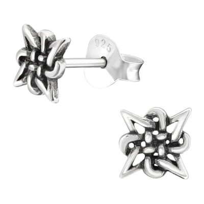 Aramat Jewels | Oorbellen | Zilveren Keltische Oorbellen Celtic Knot – 925 Zilver | Vierkant-7mm | |7mm | Zilver | Kinderen, Volwassenen | Verkleurd niet