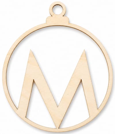 Houten kerstversiering - Wooden Christmas decoration | Letter “M” | 9cm | Licht hout - Natural wood | Kerstbal - Christmas tree bauble - Houten Hangers - Kerstboom - Alfabet - Alphabet - Kerstdecoratie - Naam