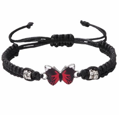 Fako Bijoux - Vlinder Armband - Nylon - 12x18mm - Verstelbaar - 16-23cm - Zwart