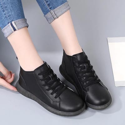 Luxe Damesschoenen Trend Comfortabele Echt Lederen Dames Sneakers Van Beroemde s Herfst Elegant Casual Mode 36 zwart
