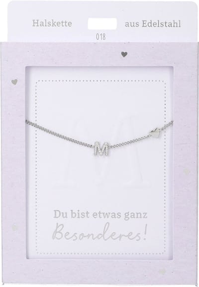 Depesche ketting zilver met letter M en hart - sieraden cadeau.