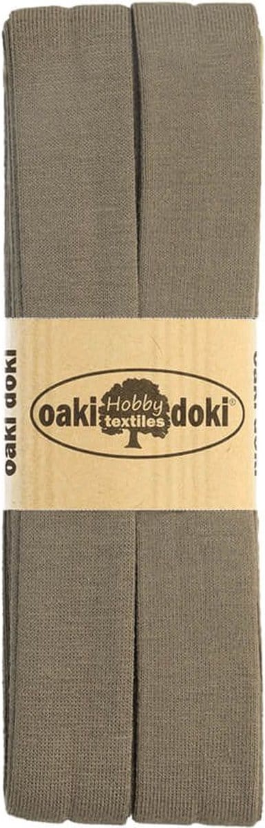 Oaki Doki Jersey Tricot Biaisband 20mm – 3 Meter – Taupe 543 – Elastisch Afwerkingslint voor Stretchstoffen