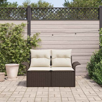 vidaXL - Tuin - Sofa - met - kussen - Bruin - 141 - x - 62 - x - 69cm - poly - rattan