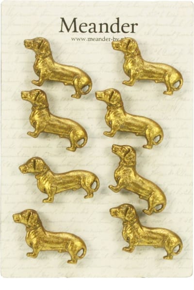Magneetjes Teckel goudkleurig (set van 8) 11,5x1x16,5cm