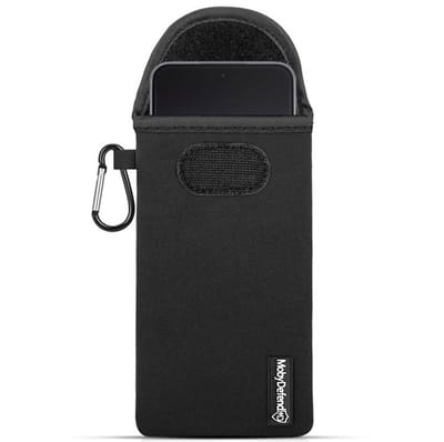 MobyDefend Hoesje - Geschikt voor OnePlus Nord 5 - Neopreen Pouch Met Karabijnhaak - Insteek - Riemlus - Zwart
