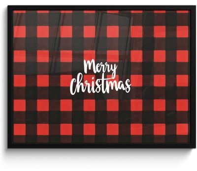Poster in lijst - Fotolijst 80x60 cm - Posters - Geruit - Rood - Tekst - Christmas - Posterlijst zwart - Decoratie - Wanddecoratie woonkamer - Muurdecoratie slaapkamer