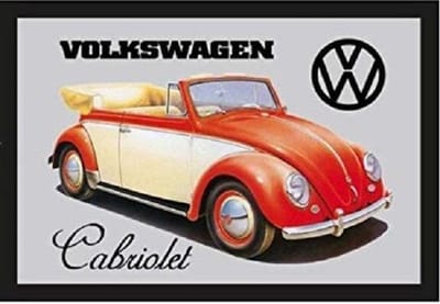 Volkswagen KEVER Cabriolet - Spiegel met Omlijsting - 22x32cm