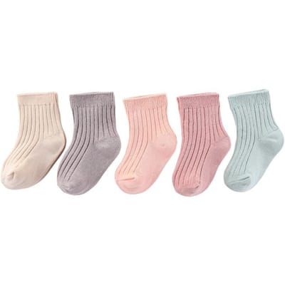5 Paar Unisex 100% Katoen Babymeisje Sokken Antislip Effen Kleur 0-5T Elasticiteit Pasgeboren Babyjongen Sokken Baby Accessoires M(1-3T) gray