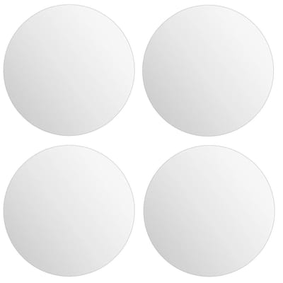5Five Plak spiegels tegels - 4x stuks - glas - zelfklevend - 20 x 20 cm - rondjes - muur/deur/wand