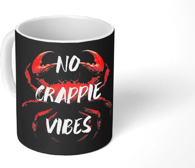 Mok - Koffiemok - Krab - Rood - Tekst - Zwart - Mokken - 350 ML - Beker - Koffiemokken - Theemok - Mok met Tekst