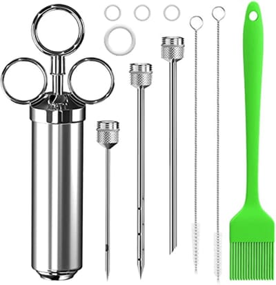 Bovista Marinade Injectiespuit - Marinade Injector - Vlees Injectiespuit - Marinade Spuit - Vlees Spuit - Vlees Injector - Bbq Injectiespuit - Meat Injector - Zilver