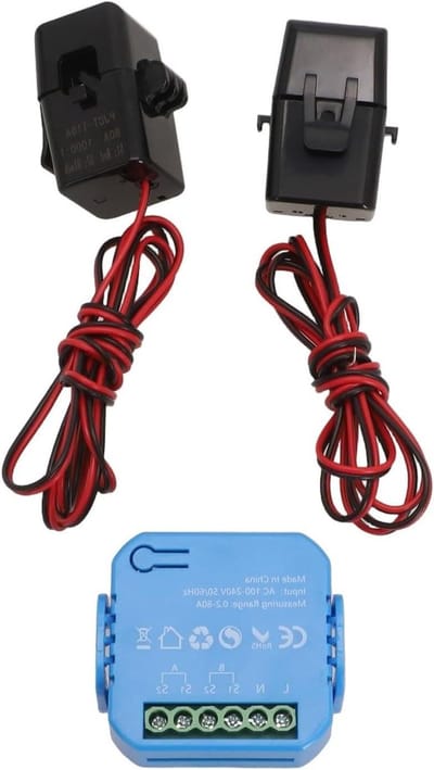 Slimme Energiemeter - Stroom Monitor - Energie Beheer - Dubbel Kanaal - 11 x 11 x 4 cm - Wit