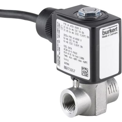 Magneetventiel G1/4'' NC RVS PCTFE 1-160bar/15-2321psi 24VAC/DC ATEX 6240 380808