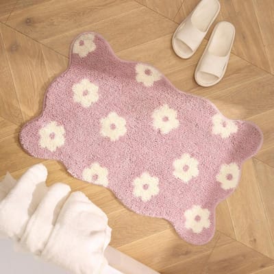 Ins Wind Bloem Badkamer Absorberende Vloermat Huishoudelijke Badkamer Pluche Voetmat Toiletdeur Antislip Mat Tapijt 40*60cm gray
