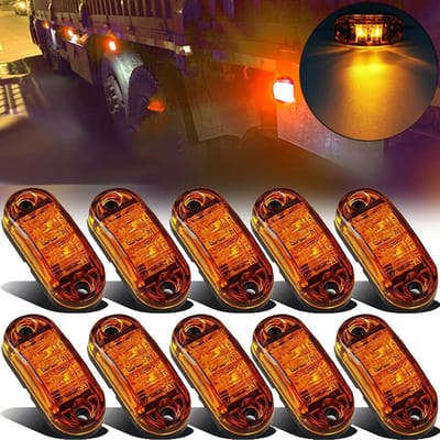 10 stuks 2 led-zijmarkeringslampen, 12/24 V, voor aanhangers, waarschuwingslicht, rood licht voor vrachtwagen, camper, caravan (Geel)