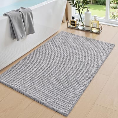Zachte en Sneldrogende Chenille Badmat 40x60cm, Absorberend en Antislip, Ideaal voor Badkamer en Douche, Lichtgrijs
