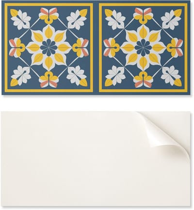 Zelfklevende vinyl wandbekleding met afbeeldingen voor de keuken, 100x50 cm, bloemenpatroon in symmetrie.