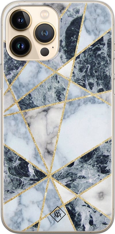 Casimoda® hoesje - Geschikt voor iPhone 13 Pro Max - Marmer Blauw - Siliconen/TPU telefoonhoesje - Backcover - Marmer - Blauw