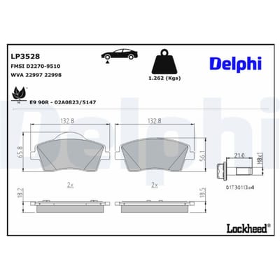 Remblokset DELPHI LP3528, voor