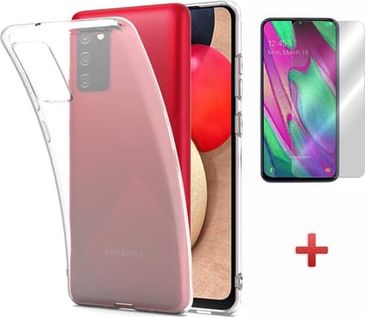HB Hoesje Geschikt voor Samsung Galaxy A02S - Transparant + Tempered Glazen Screenprotector - Siliconen Back Cover