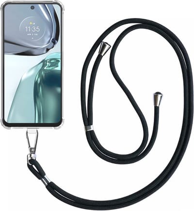 Telefoonhoesje Geschikt voor Motorola Moto G62 5G Transparant ShockProof met Afneembaar Universeel Telefoonkoord - Cover Case Siliconen ShockProof with Lanyard - Smartphonica geschikt voor Motorola Moto G62 5G