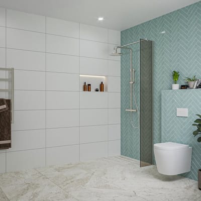 FugaFlow Eccelente Vetro inloopdouche badkamer - 30x200cm - rookglas - wandarm - geborsteld RVS