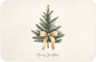Badmat 60x40 cm - Antislip - Kerstboom - Kerst - Merry Christmas - Beige - Badmatten voor badkamer - Badkamermat - Douchemat - Badkamer mat