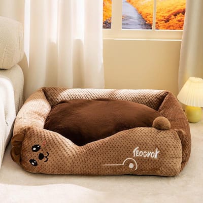 Oranje Cartoon Lui Slaapnest Open Type Kleine Hondenkennel Kattennest Herfst en Winter Dik Warm Huisdierbenodigdheden S: 45 * 35 * 18cm