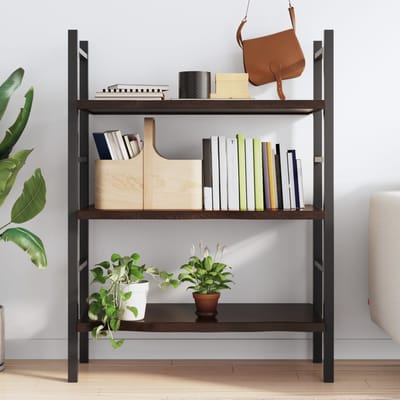vidaXL - Wandschap - 80x60x(2-4)cm - behandeld - massief - eikenhout - donkerbruin