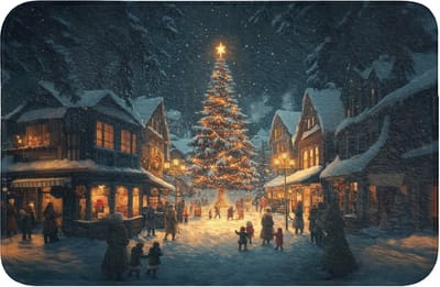 Badmat 60x40 cm - Antislip - Kerstfeest - Dorp - Donker - Badmatten voor badkamer - Badkamermat - Douchemat - Badkamer mat