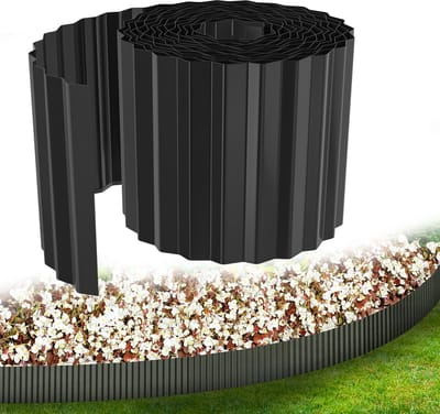 Flexibele Verzinkte Metaalen Gazonrand 5m (15cm hoog) - Golfvormige Perkbegrenzing - Zwart