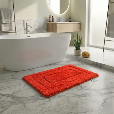 FLOORDIREKT Badmat Atlantis - Rechthoekig - Anti-Slip Achterkant - Modern Badkamermat - Rood - 50 x 80 cm