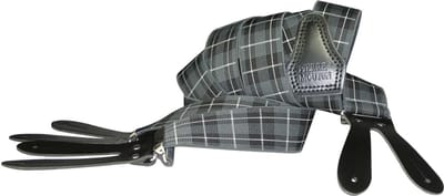 Pierre Mouton - Bretel - Volwassenen - Heren - Tartan - Bretel - met Leertjes - Grijs - 120cm - 35mm - M - L